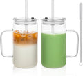 24oz Glass Tumbler with Lid and Straw - Leak Proof Travel Cup with Handle, Reusable Drinking Glass for Iced Coffee, Smoothies & Tea, Dishwasher Safe Spill-Proof Water Bottle for Home, Office, Gym