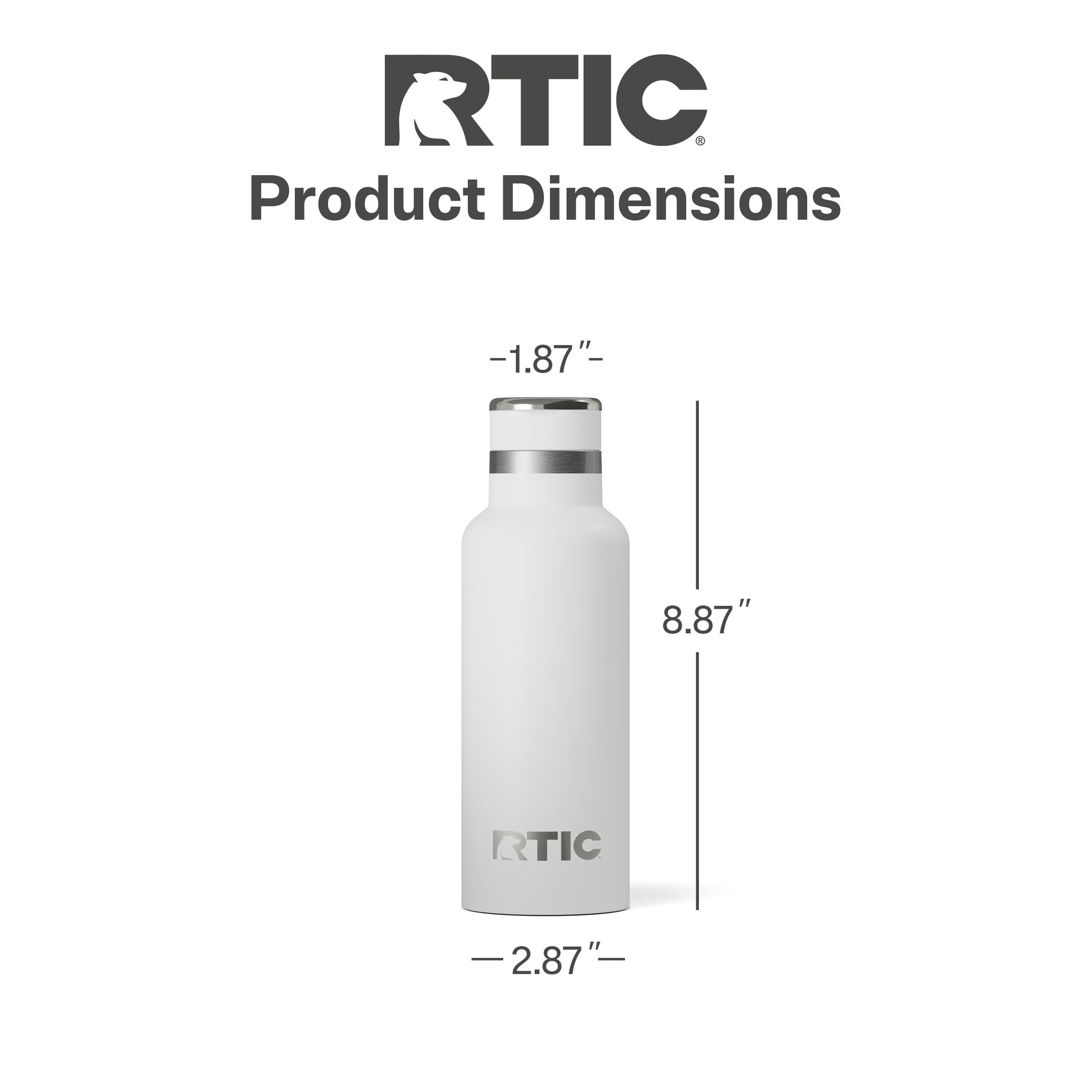 RTIC 16oz Journey Water Bottle, Ceramic Lined, White