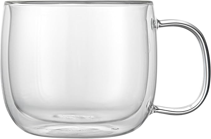 Restaurantware Glass Espresso Cups 5 Count 12 Ounces Borosilicate Double Wall Glass Coffee Mugs Insulated Clear Tea Drinkware for Hot or Cold Beverages