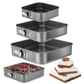 GZMAISULEE Springform Cake Pan Set of 3 (4, 7, 9 Inch) Square Leakproof Nonstick Cheesecake Pans with Removable Bottom Carbon Steel Bakeware