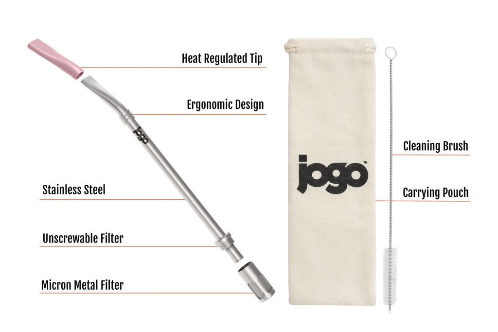 JoGo - The Original Coffee and Tea Brewing Straw - Portable Coffee Maker - Stainless Steel Single Serve Strainer - Filter Function for Hot & Cold Brew - Yerba Mate Straw for Loose Leaf Teas & Coffee