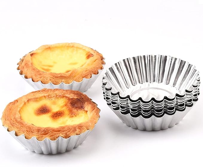 Tosnail 50 Pieces Aluminum Egg Tart Mold Small Tart Pie Tin Mini Cupcake Cake Muffin Cookie Mold Baking Cups