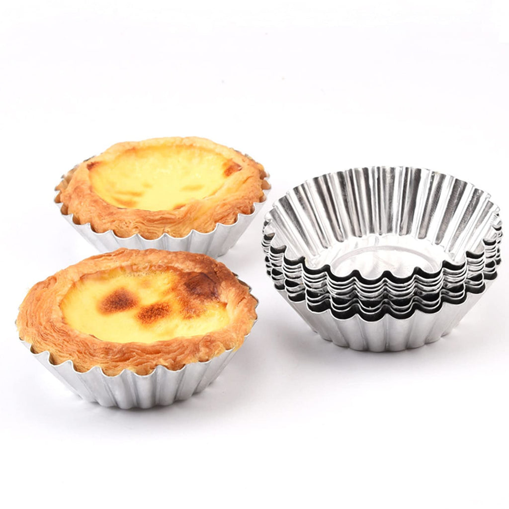 Tosnail 50 Pieces Aluminum Egg Tart Mold Small Tart Pie Tin Mini Cupcake Cake Muffin Cookie Mold Baking Cups