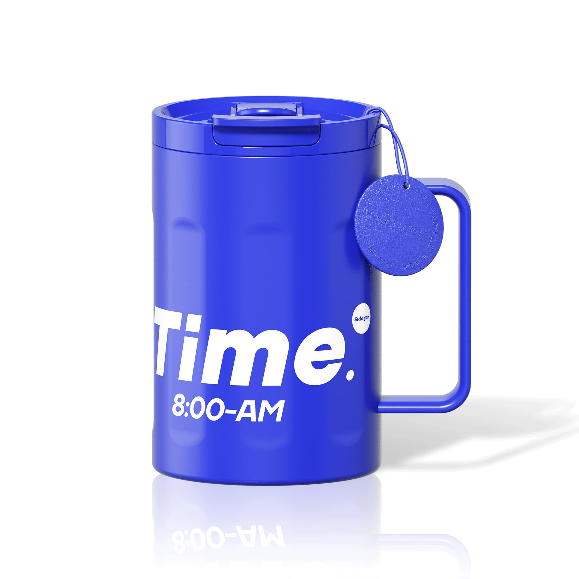 Sidagar 18 oz Stainless Steel Insulated Coffee Mug with Handle and Lid, Double Wall Vacuum Travel Mug, Tumbler Cup with Sliding Lid, Resuable Insulated Coffee Tumbler, Blue