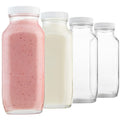 kitchentoolz 16 oz Glass Milk Bottle with Lid - Glass Jars with Airtight Lid used for Milk Container, Yogurt, Smoothies, Juice, Kefir, & Water -2 Pack 16 oz Glass Bottles with Lids