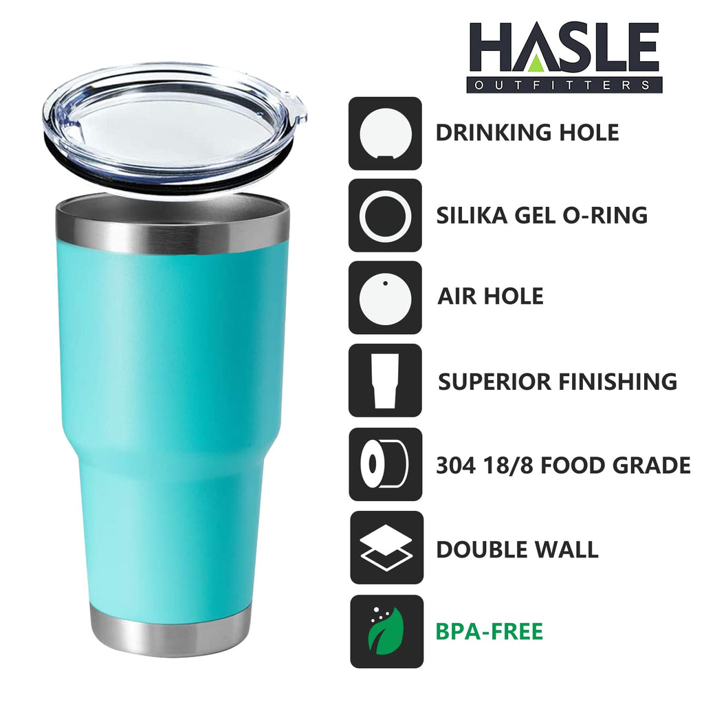 HASLE OUTFITTERS 30oz Stainless Steel Tumbler, Double Wall Vacuum Insulated Travel Mug Tumbler, Durable Insulated Coffee Mug, Gift Box Set (Light Green, 4)