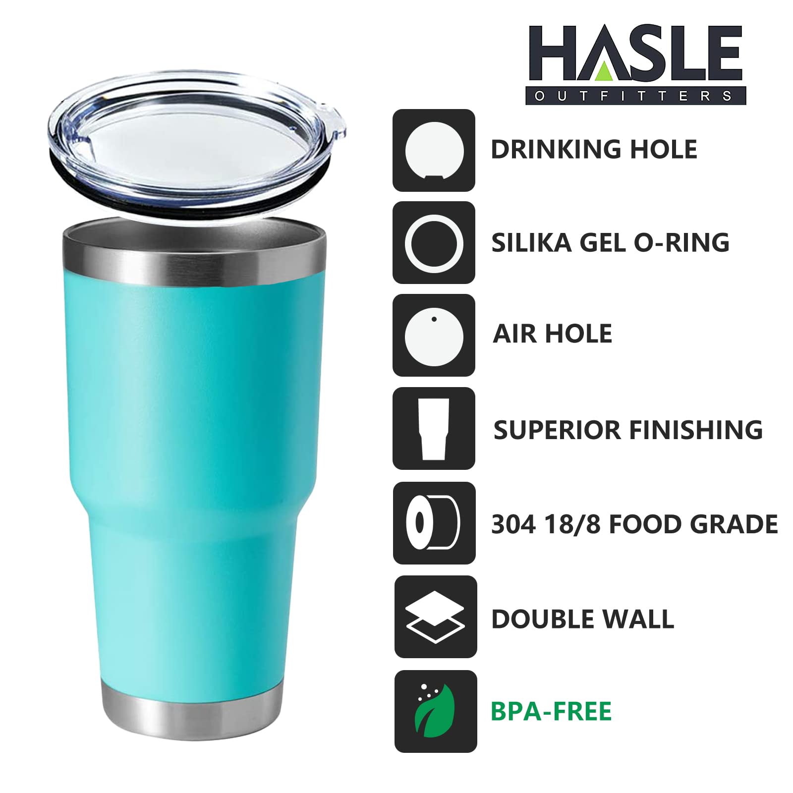 HASLE OUTFITTERS 30oz Stainless Steel Tumbler, Double Wall Vacuum Insulated Travel Mug Tumbler, Durable Insulated Coffee Mug, Gift Box Set (Light Green, 4)