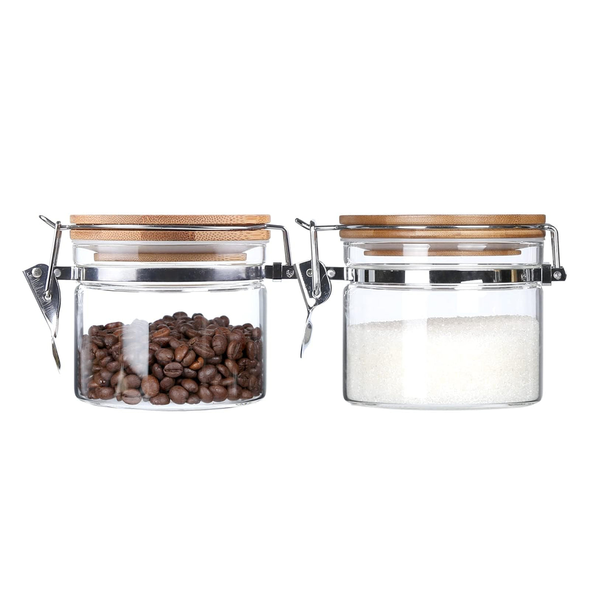 KKC HOME ACCENTS Glass Canisters with Airtight Lids 27oz, Jars Set of 2
