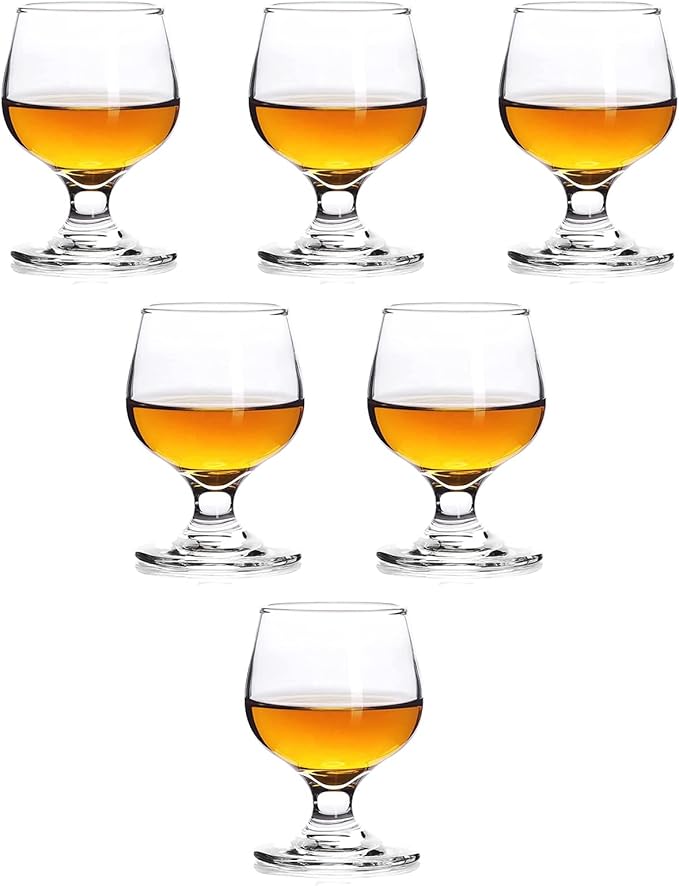 Valeways Shot Glasses, 5oz Glass Set of 6/Clear Glasses/Cute Glasses/Perfect for Tasting Brandy/Glass Snifters
