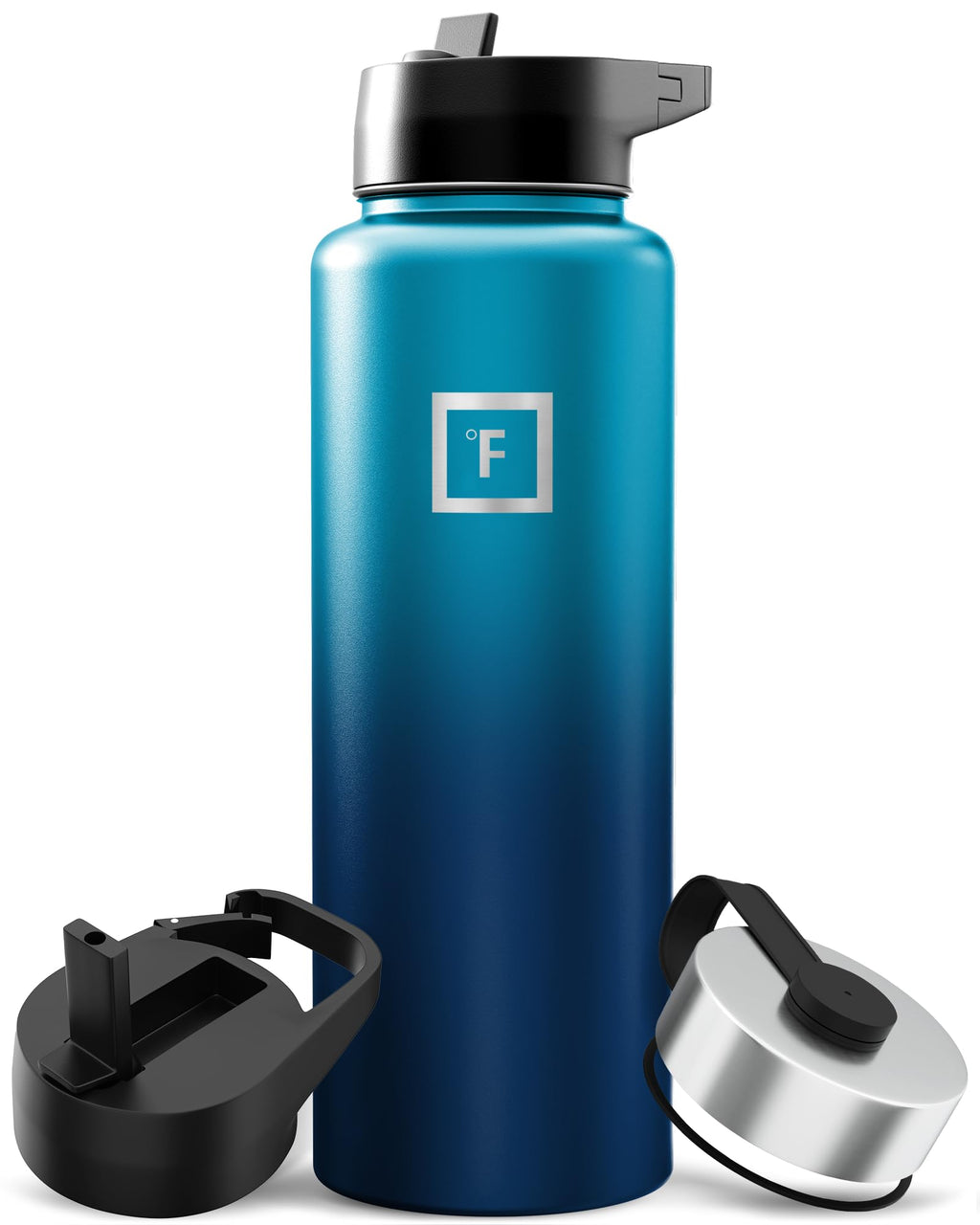 IRON °FLASK 40 oz Wide Mouth Water Bottle with 3 Lids