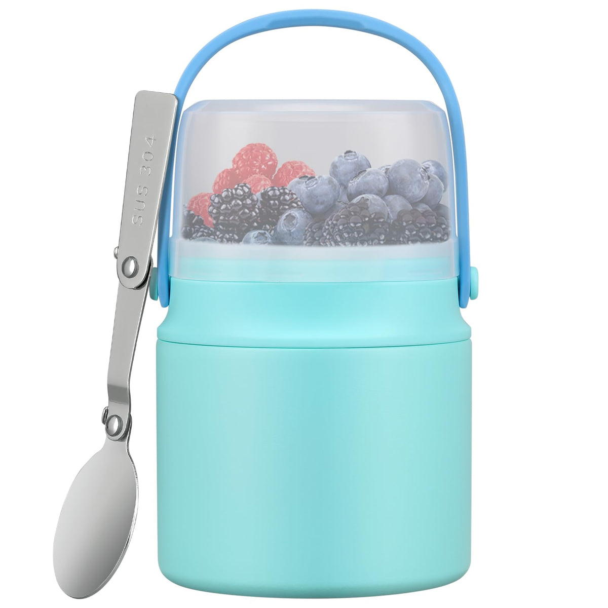 2-in-1 Insulated Food Jar with a Snack Container - 15oz Kids Soup Thermos for Hot Food with Handle and Spoon, Leak Proof Bento Lunch Box Kids, Perfect for School & Travel