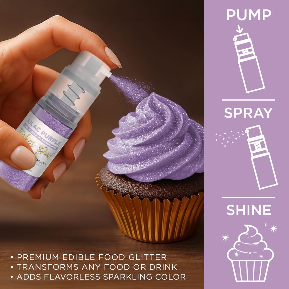 Bakell - Lilac Purple Tinker Dust (4g, 1x Mini Spray Pump) Edible Glitter for Food, Desserts, and Baked goods!