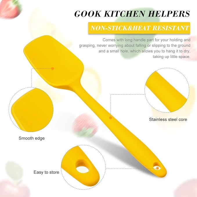 Patelai Silicone Spatulas, 7 Pieces 8.2 Inch Small Rubber Spoon Non Stick Kitchen Spatulas Heat Resistant Flexible Scrapers Baking Tool for Cooking, Mixing, Baking Tools