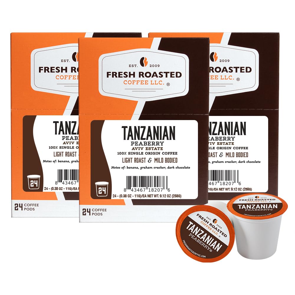 Fresh Roasted Coffee, Organic Bali Blue Moon K-Cup Pods for Keurig Brewers, Medium Roast, USDA Organic, Kosher, 24 Count (Pack of 3)