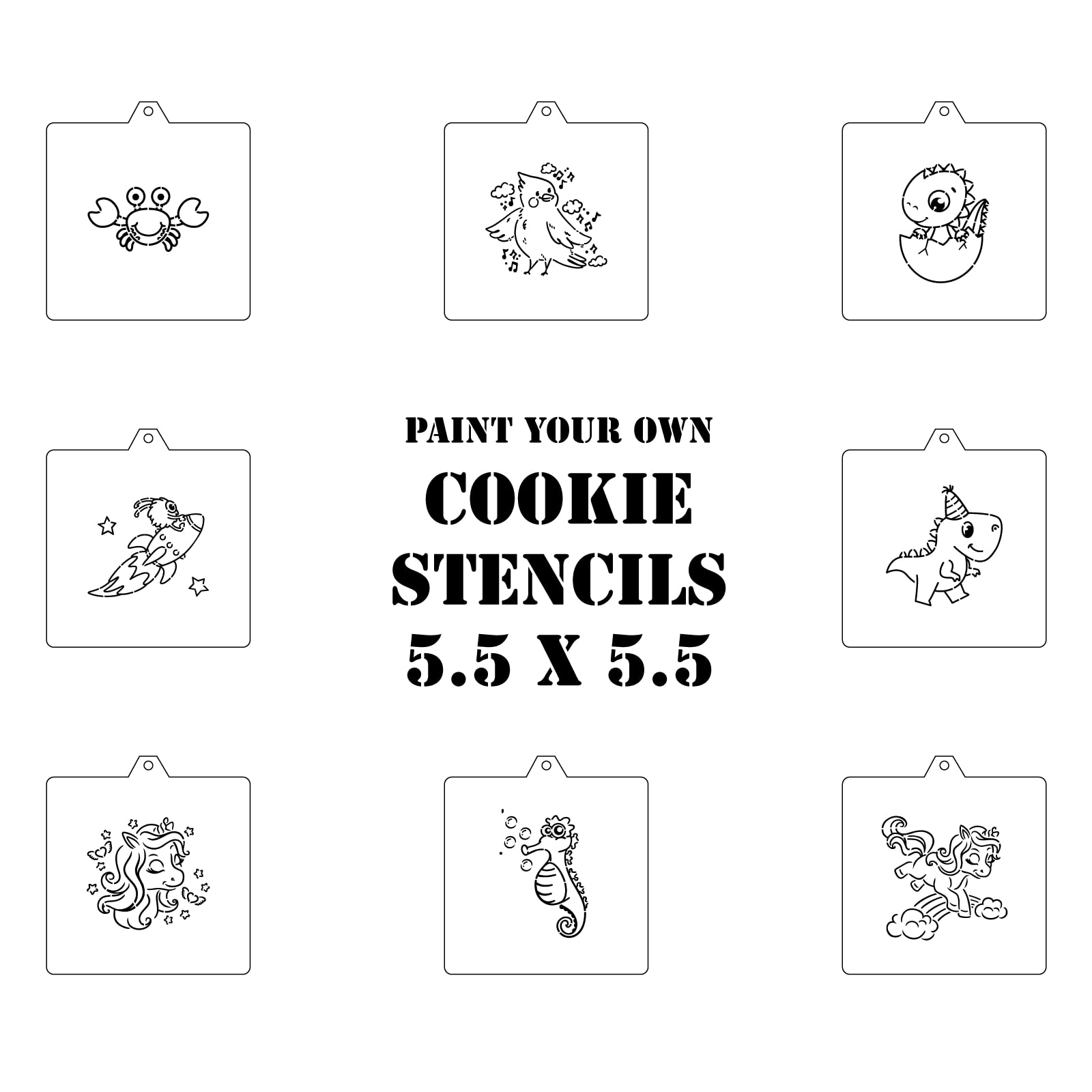 Cookie Cutter and Stencil Bundle Royal Icing Cookies Stencils Paint Your Own Biscuit Bakery Starter Kits Royal Icing Fondant Cutters Birthday Wedding Holiday Cookies Painting Coloring Pages Comb