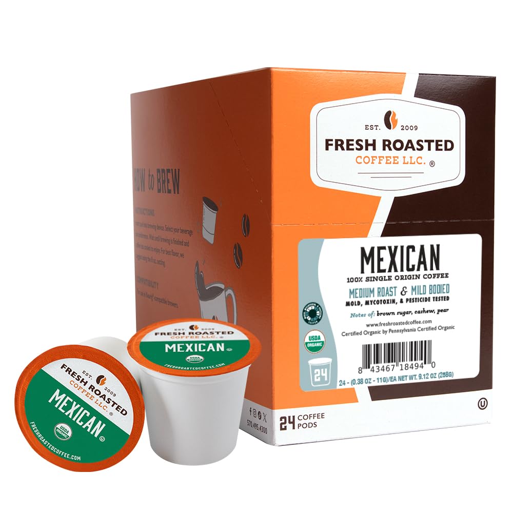 Fresh Roasted Coffee, Organic Bali Blue Moon K-Cup Pods for Keurig Brewers, Medium Roast, USDA Organic, Kosher, 24 Count (Pack of 3)