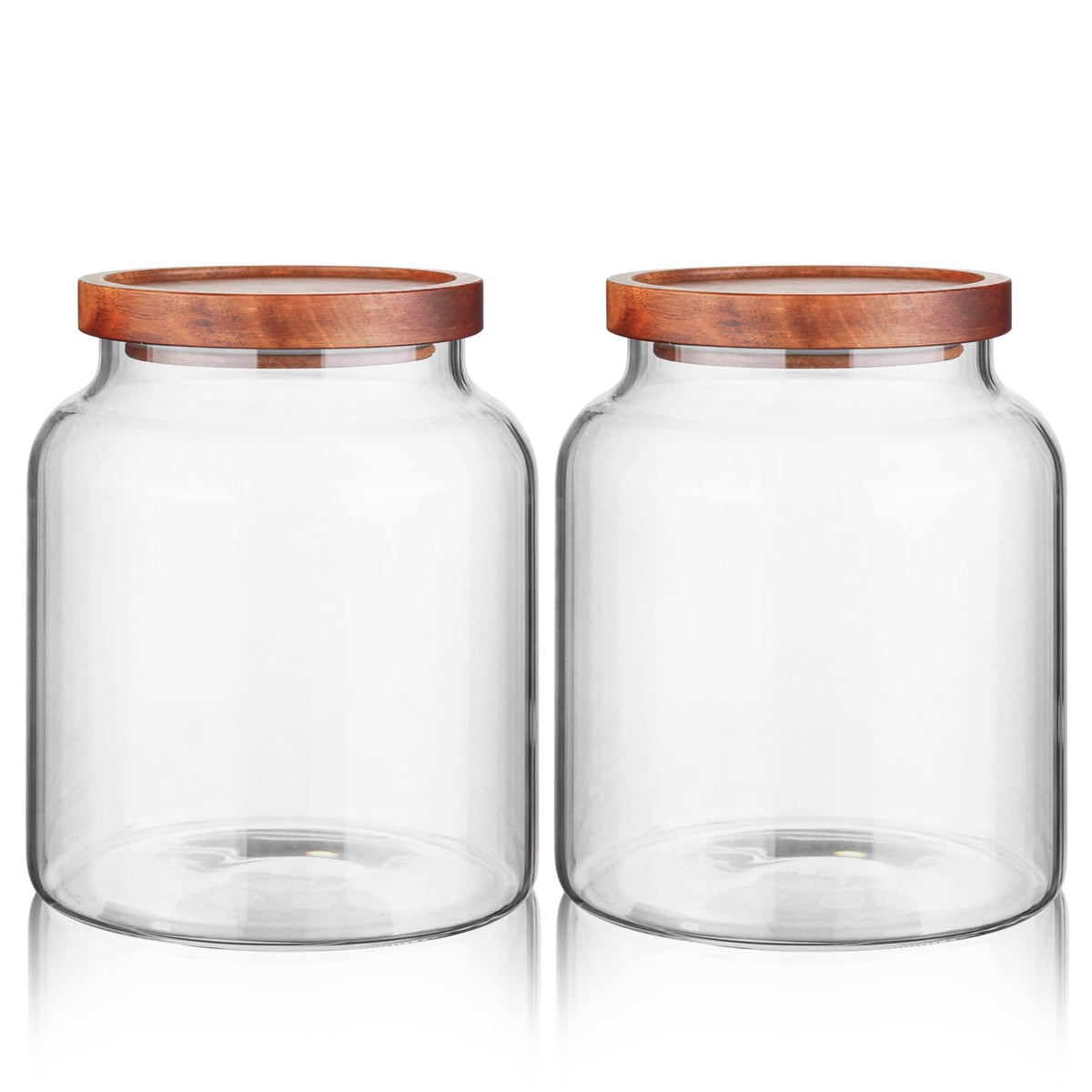 Labina Glass Jar with Wood Lid, Airtight Kitchen Storage Canister