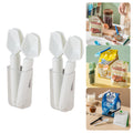 Snack clip Multi-functional sealing clip Magnetism wall container mount Suitable for brewing coffee You can eat popcorn with a spoon Temporary sealing for bagged snacks (White)