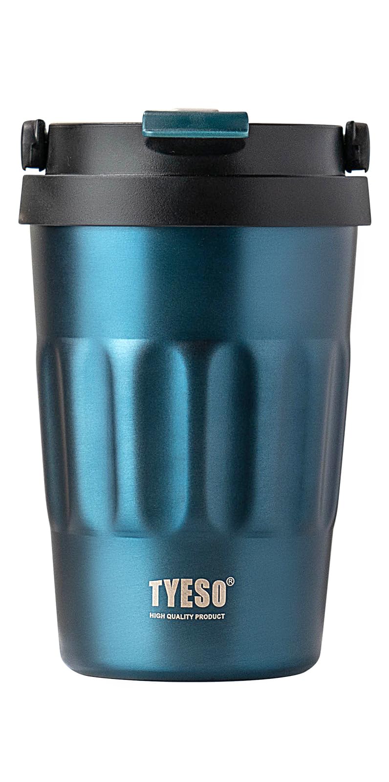 TYESO Stainless Steel Portable Tumbler with Flip Lid,Travel Mug with Concealed Carry Handle, Leakproof Insulated Coffee Cup (BLUE, 17 OZ)