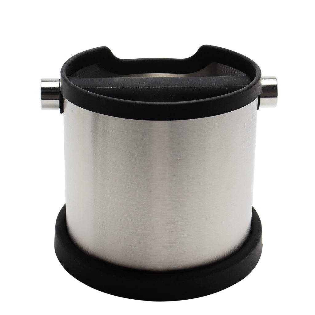 DIBTSA Espresso Knock Box, Capacity 60.8oz/1800ML Stainless Steel Coffee Grounds Container Waste Bin Coffee Tools for Barista and Non-slip Base (Silver)