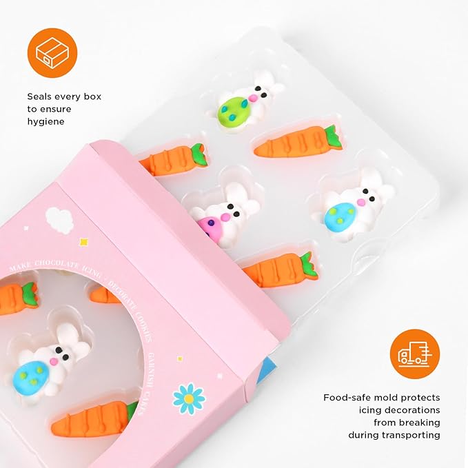 Edible Easter Cake Decorations for Cake Decorating, Carrot Cake Decorations, Bunny Cupcake Toppers for Easter Theme Cake, Macarons, Cookies, Waffles, Cakecircles