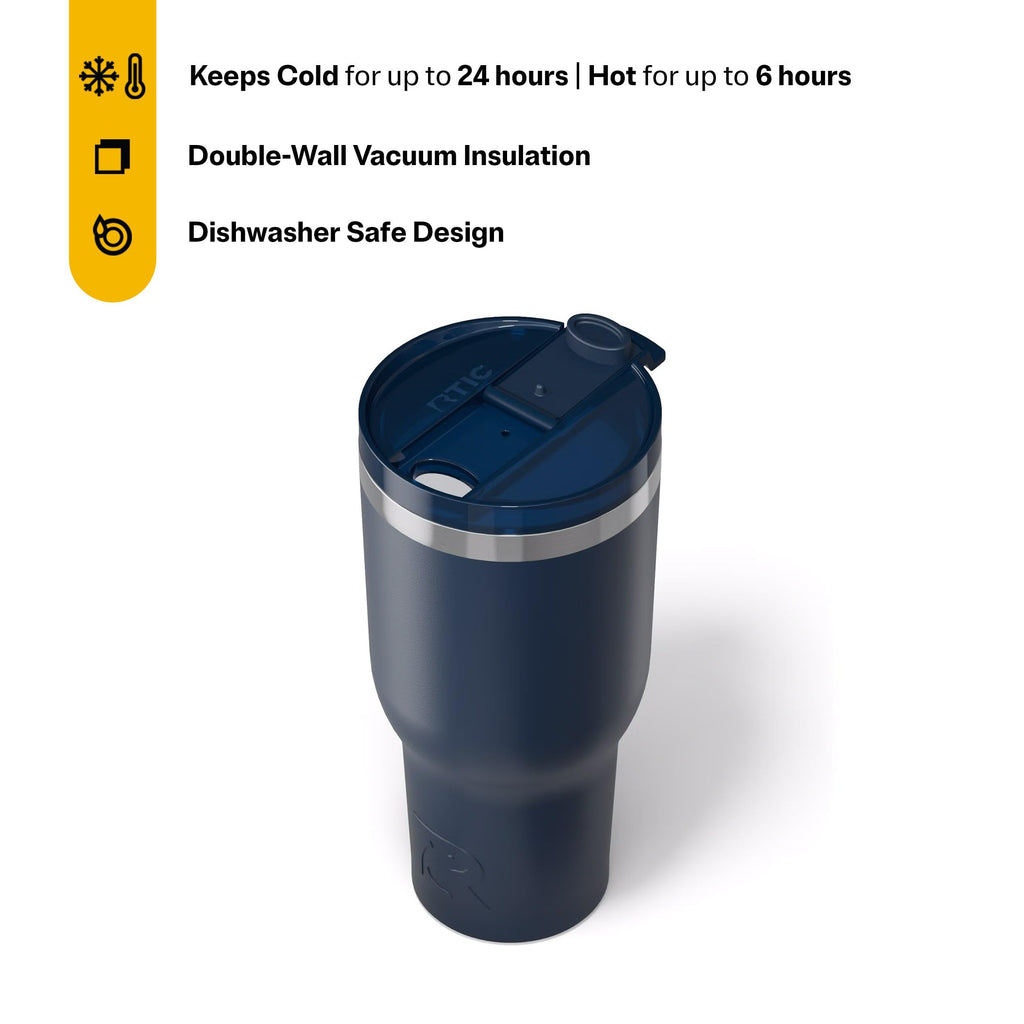 RTIC 40oz Essential Tumbler with Lid, Ceramic Lined, Navy