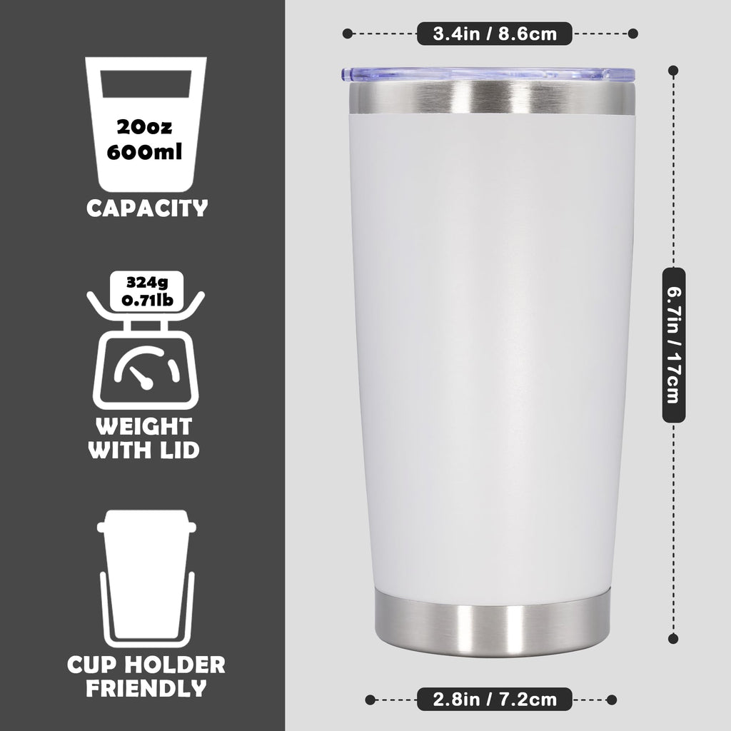 20oz Tumbler Stainless Steel Tumbler Coffee Tumbler with Lid White, 4P