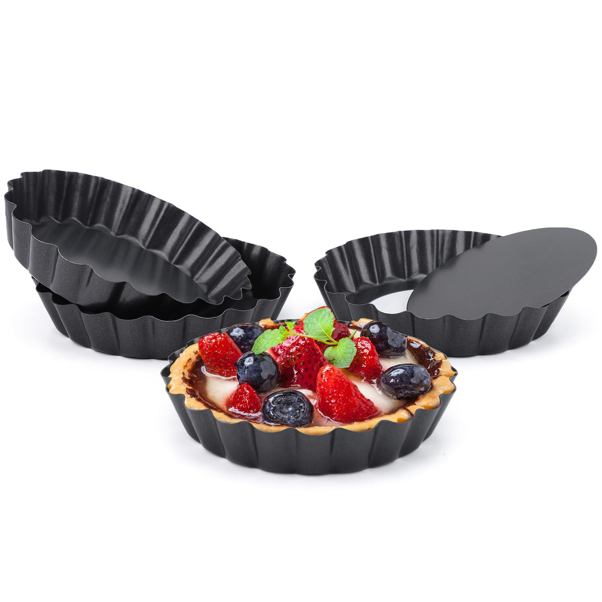 Beasea Tart Pan 9 Inch Removable Bottom, Non Stick Tart Pan with Removable Bottom Round Pie Pan for Baking