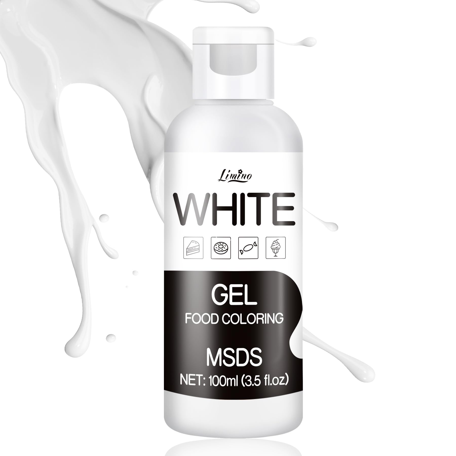 Gel Food Coloring - 4.5oz Vivid Food Coloring Gel for Baking, Cake Decorating, Cookie, Fondant, Macaron - Tasteless Concentrated Edible Food Color Dye for Icing, Slime, Drinks, DIY Crafts (White)