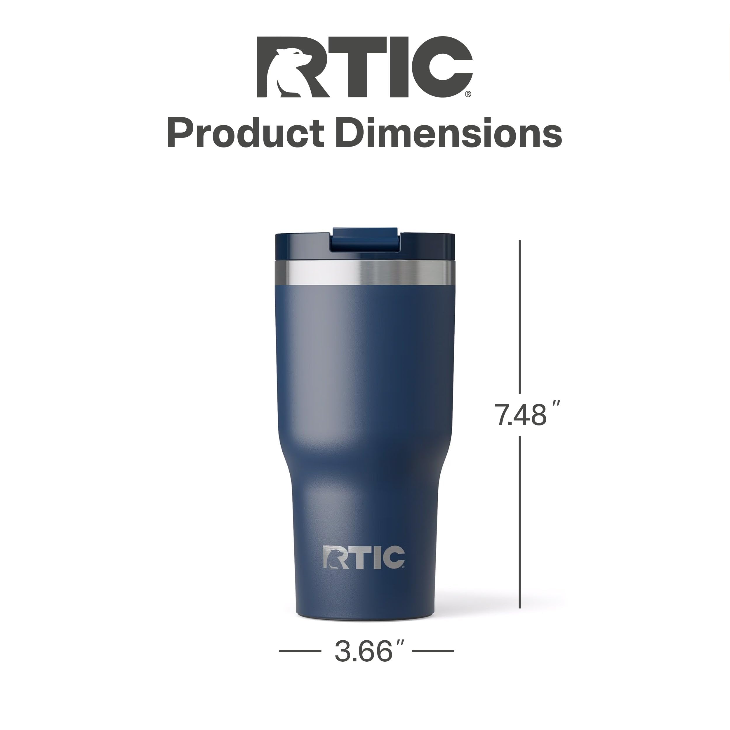 RTIC 20oz Essential Tumbler with Lid, Ceramic Lined, Navy