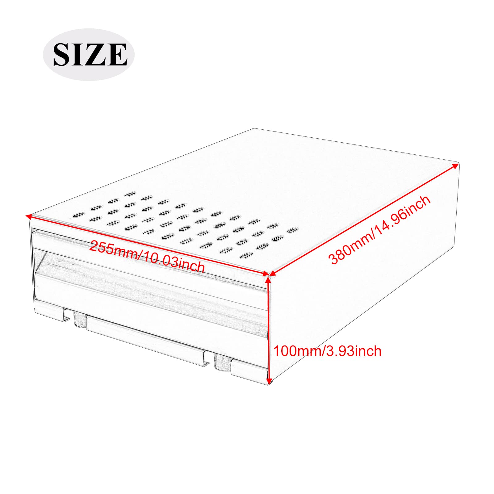 DIBTSA Large Size Espresso Coffee Knock Box Drawer, Stainless Steel Pull-Out Style Coffee Grounds Powder Container Bin for Cafes Restaurant Home Bar, 14.96 x 10.03 x 3.93 inch (Red)