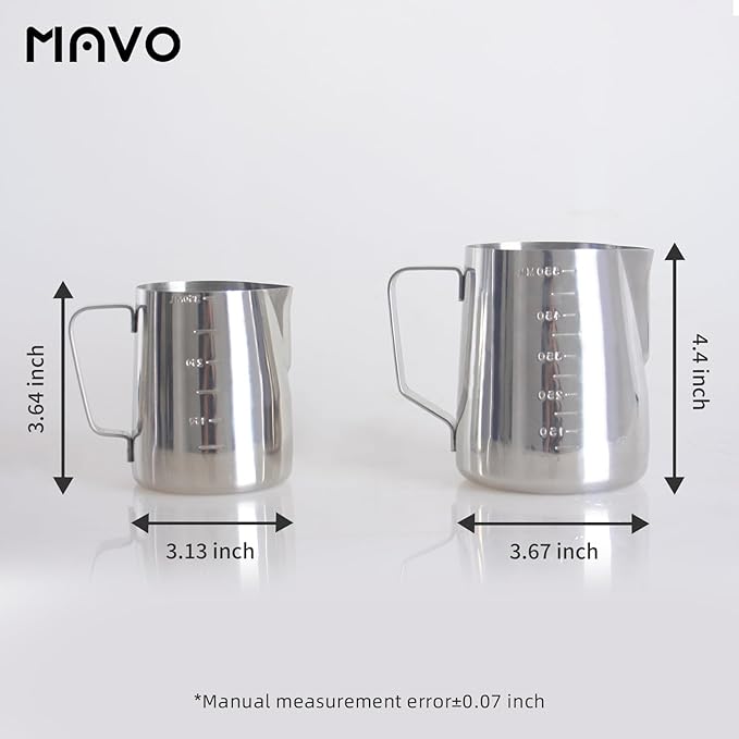 Milk Frothing Pitcher Steaming Pitchers Stainless Steel Milk/Coffee/Latte/Cappuccino Steam Pitchers Milk Jug Cup (600ml/20oz Single)