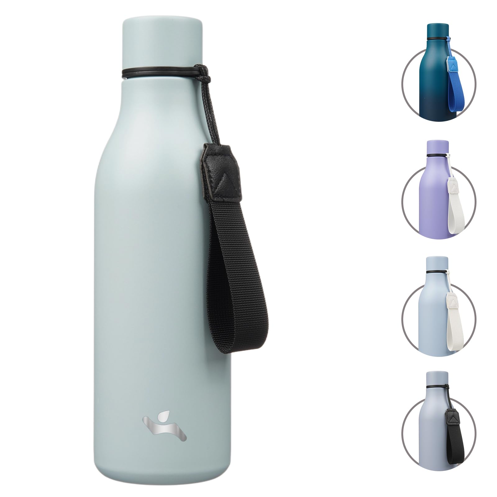 Konokyo 18 oz Insulated Stainless Steel Metal Water Bottle with Strap
