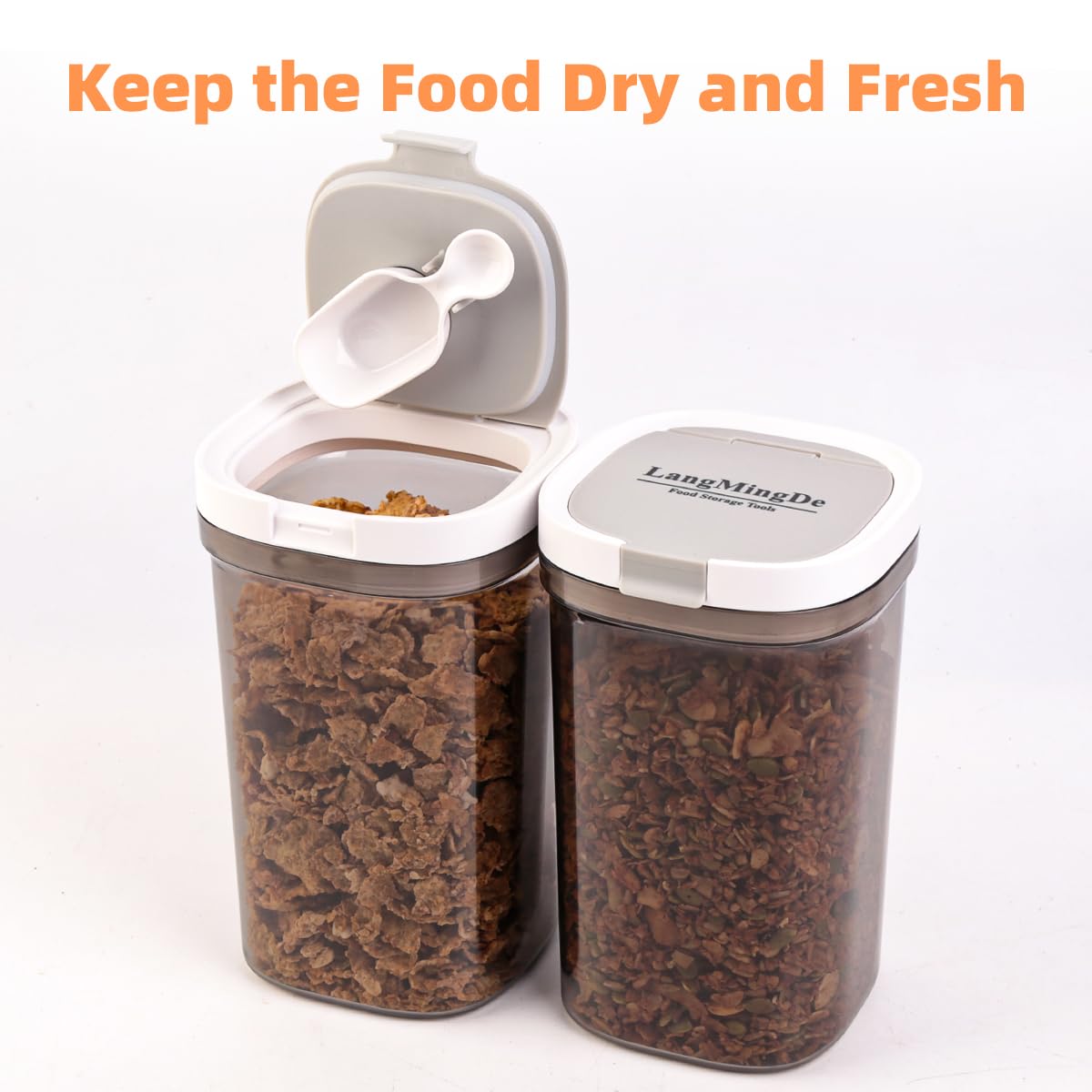 LANGMINGDE Airtight Food Storage Containers, 1.6 QT Coffee Canister Set with Magnetic Scoop, BPA Free, Ideal for Coffee, Spices, Herbs, Candy & Snacks, Keeps Freshness, 2 PCS(Large size