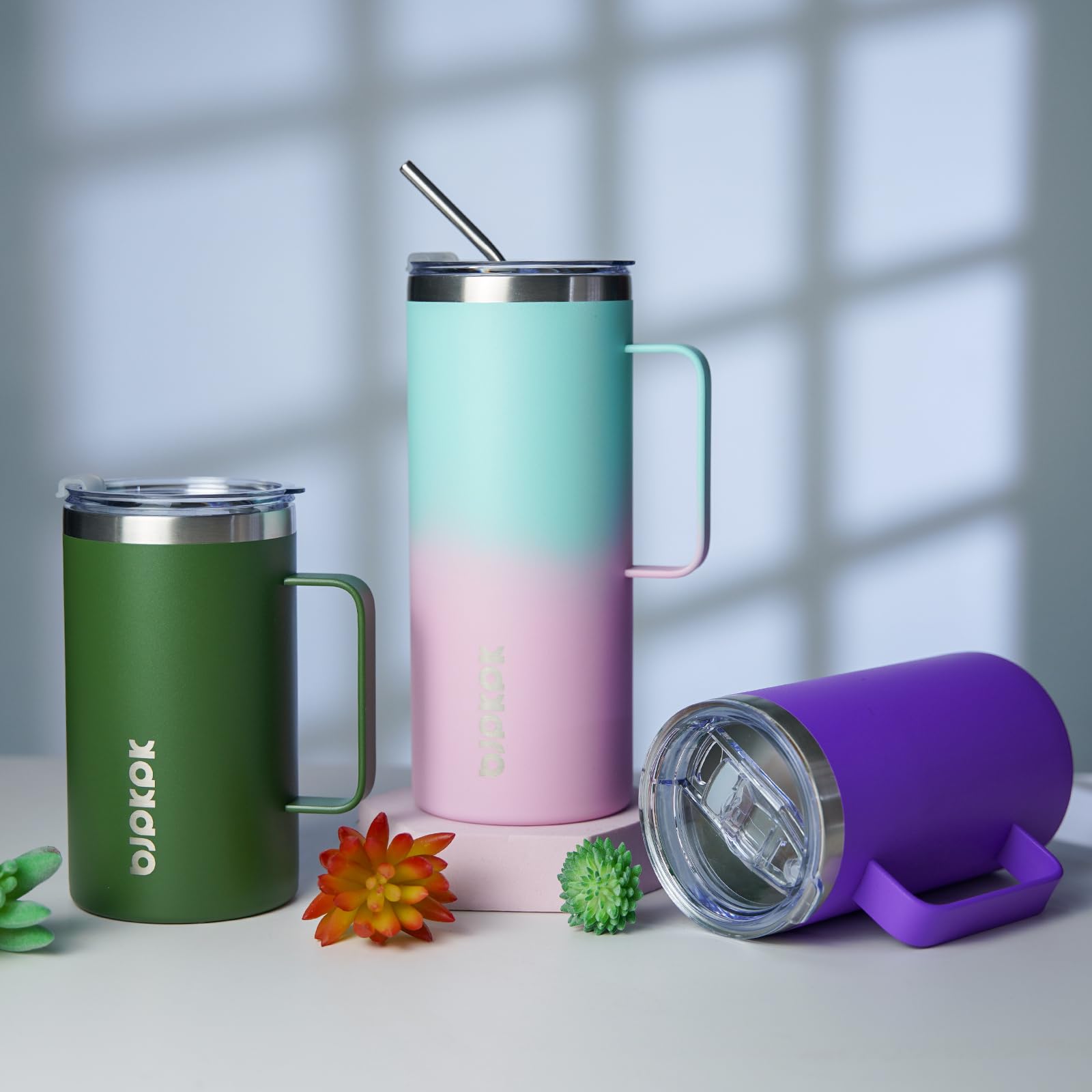 BJPKPK 25oz Insulated Coffee Mug with Handle, Stainless Steel Travel Mug