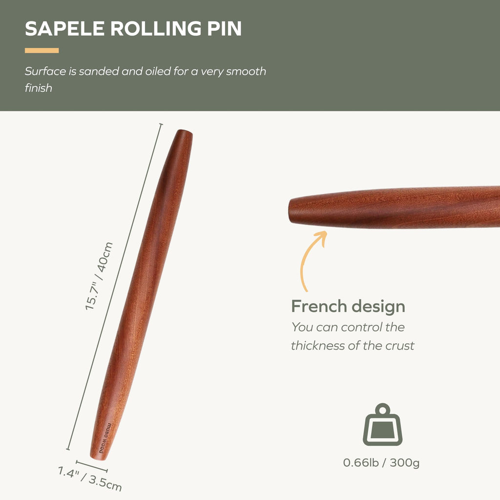 muso wood Sapele French Rolling Pin for Baking