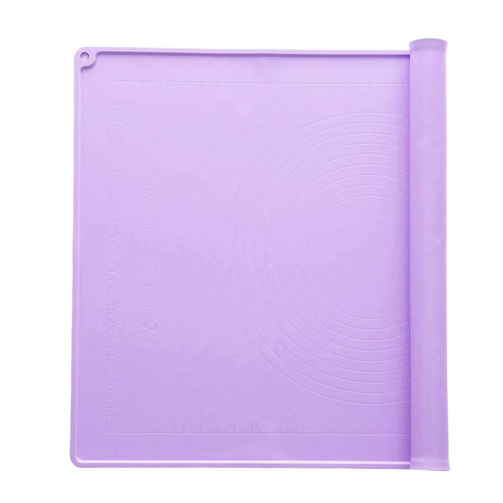 uxcell Silicone Pastry Mat, 27.5" x 19.7" Silicone Baking Mat with Measurements, Non-Stick Dough Rolling Mat for Making Pastry Cookies Bread Pizza Purple