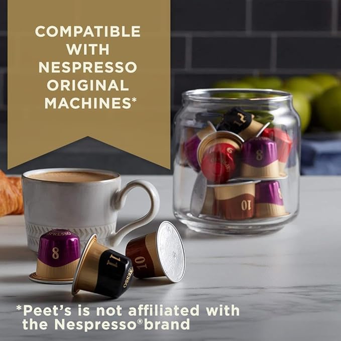 Peet's Coffee, Medium Roast Espresso Capsules, Compatible with Nespresso Original Machine - Crema Scura Intensity 9, 50 Count (5 Boxes of 10 Espresso Capsules)