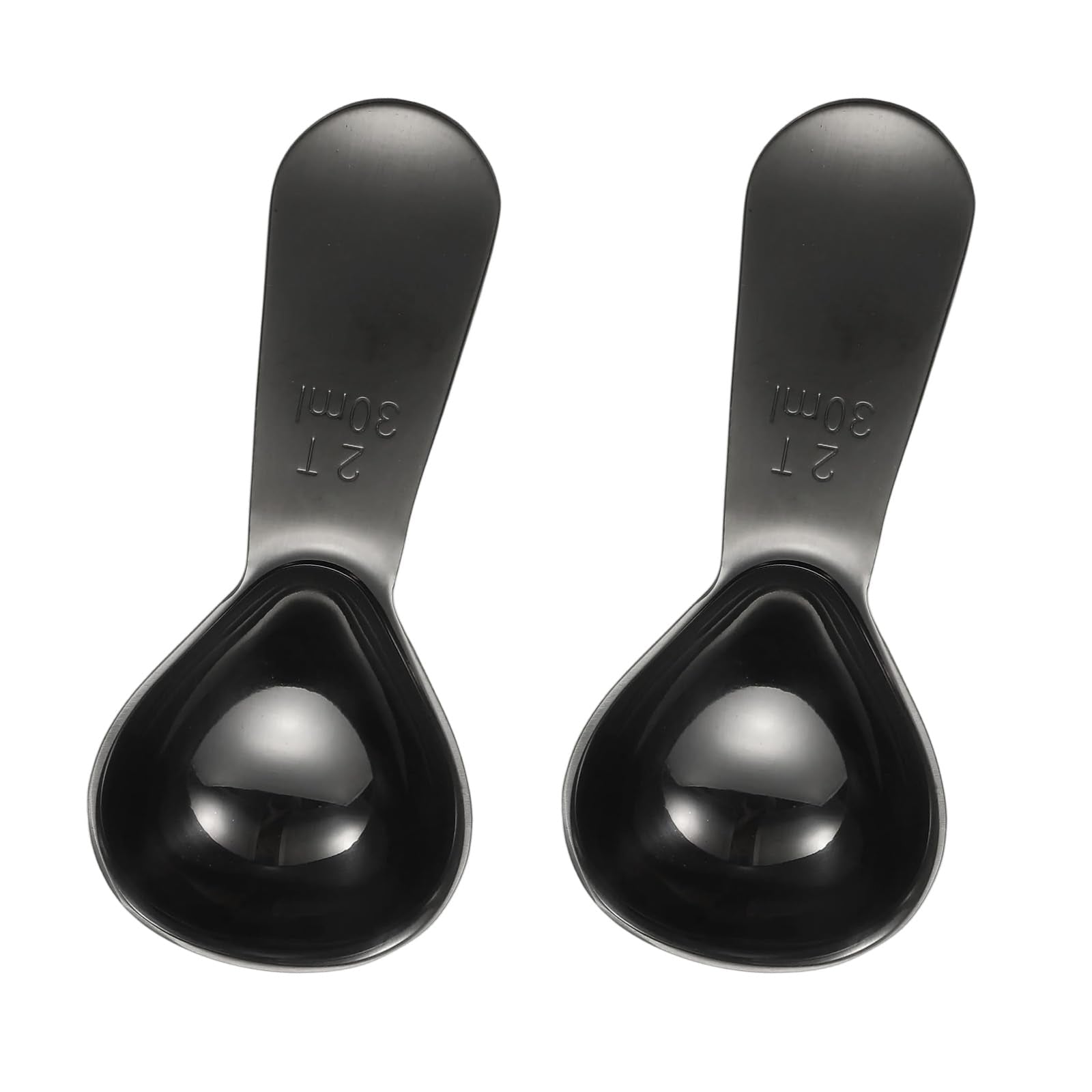 uxcell 2Pcs Stainless Steel Coffee Scoop, 30ml Short Handle Measuring Spoon for Ground Coffee Tea Sugar Kitchen Gifts, Black