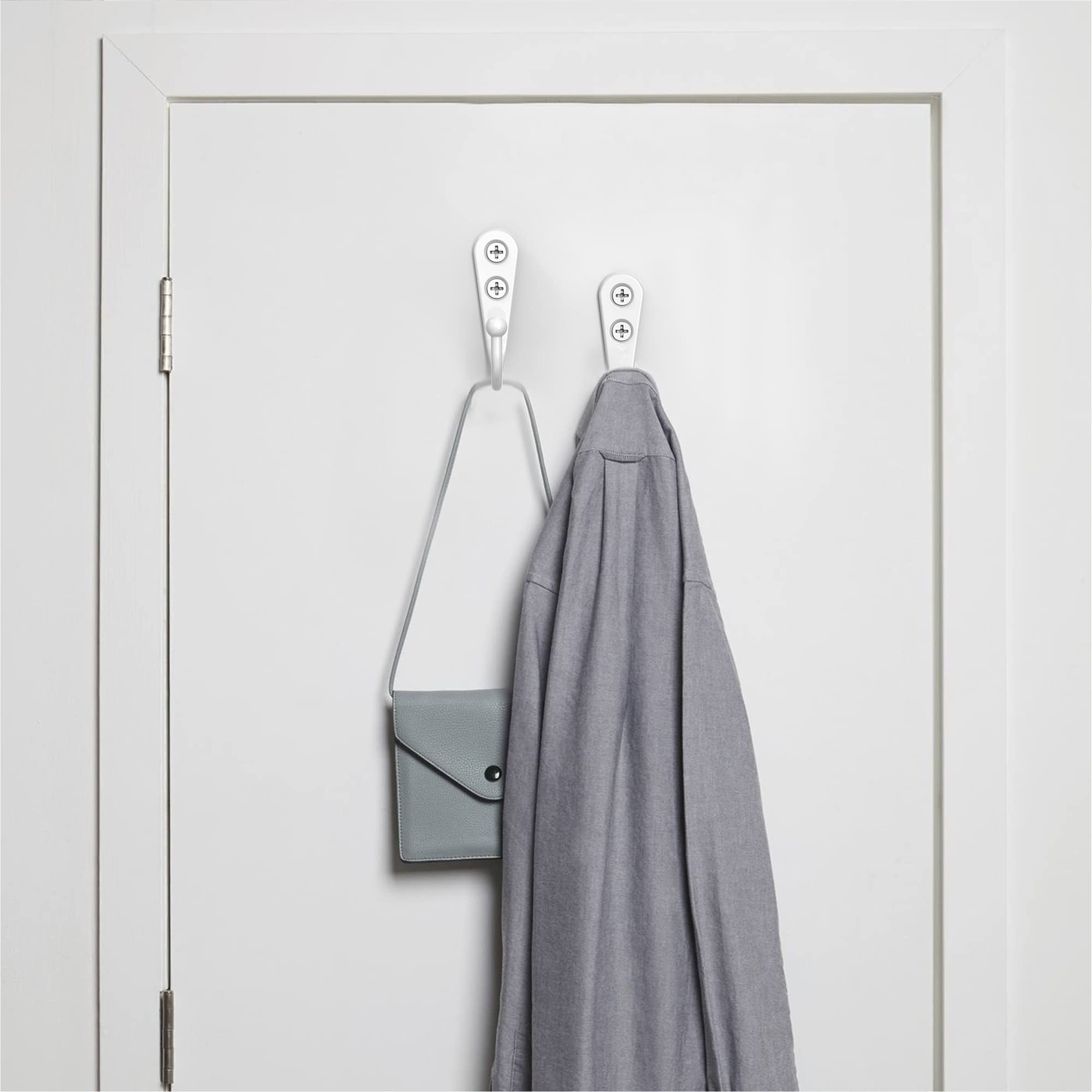 PRIGVOT 15-Pack White Wall Mount Hooks for Hanging Coats & Towels