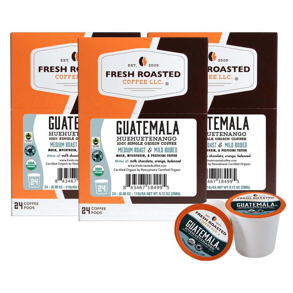 Fresh Roasted Coffee, Organic Bali Blue Moon K-Cup Pods for Keurig Brewers, Medium Roast, USDA Organic, Kosher, 24 Count (Pack of 3)