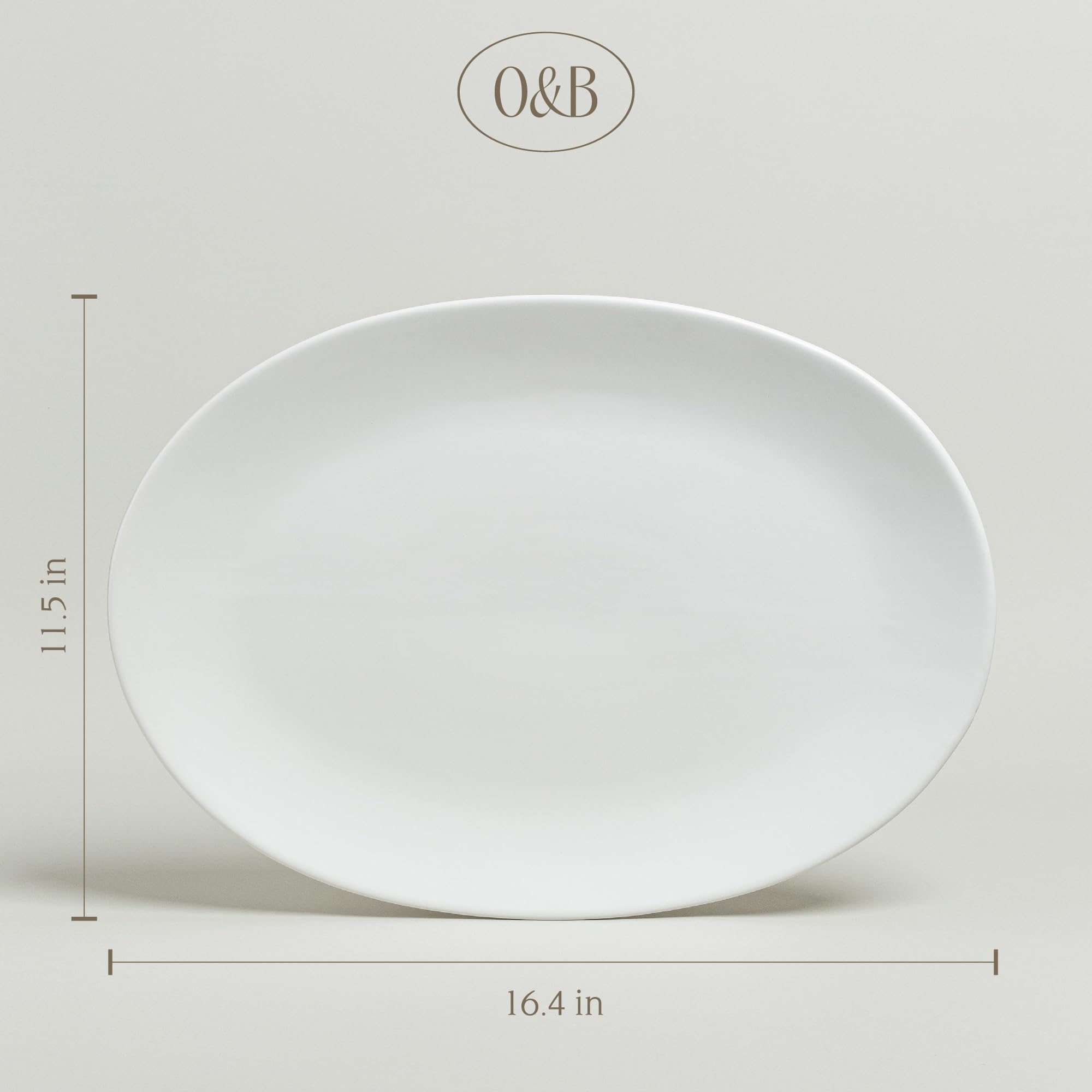 over&back Coupe Stoneware Serving Platter - Elegant 1-Piece Oval Serving Platter to Complete Your Kitchen Set - 16.4" x 11.5" - Semi-Matte White