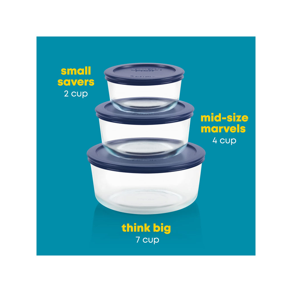 Pyrex Simply Store (3-Pack) Glass Food Storage Containers Set (2, 4, 7 Cup)