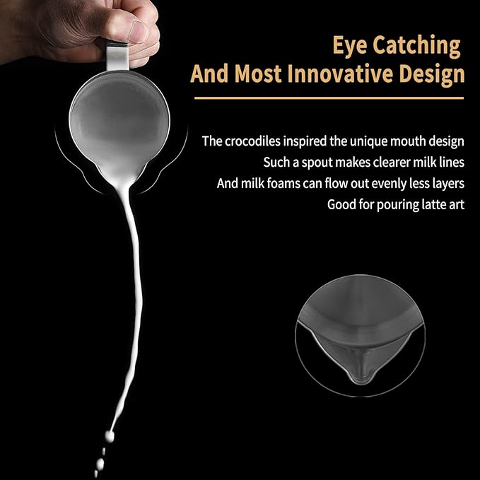 MHW-3BOMBER Espresso Steaming Pitcher Milk Frothing Pitcher Stainless Steel Milk Coffee Cappuccino Latte Art Barista Cup 16.9oz/500ml (Glossy) P5002S