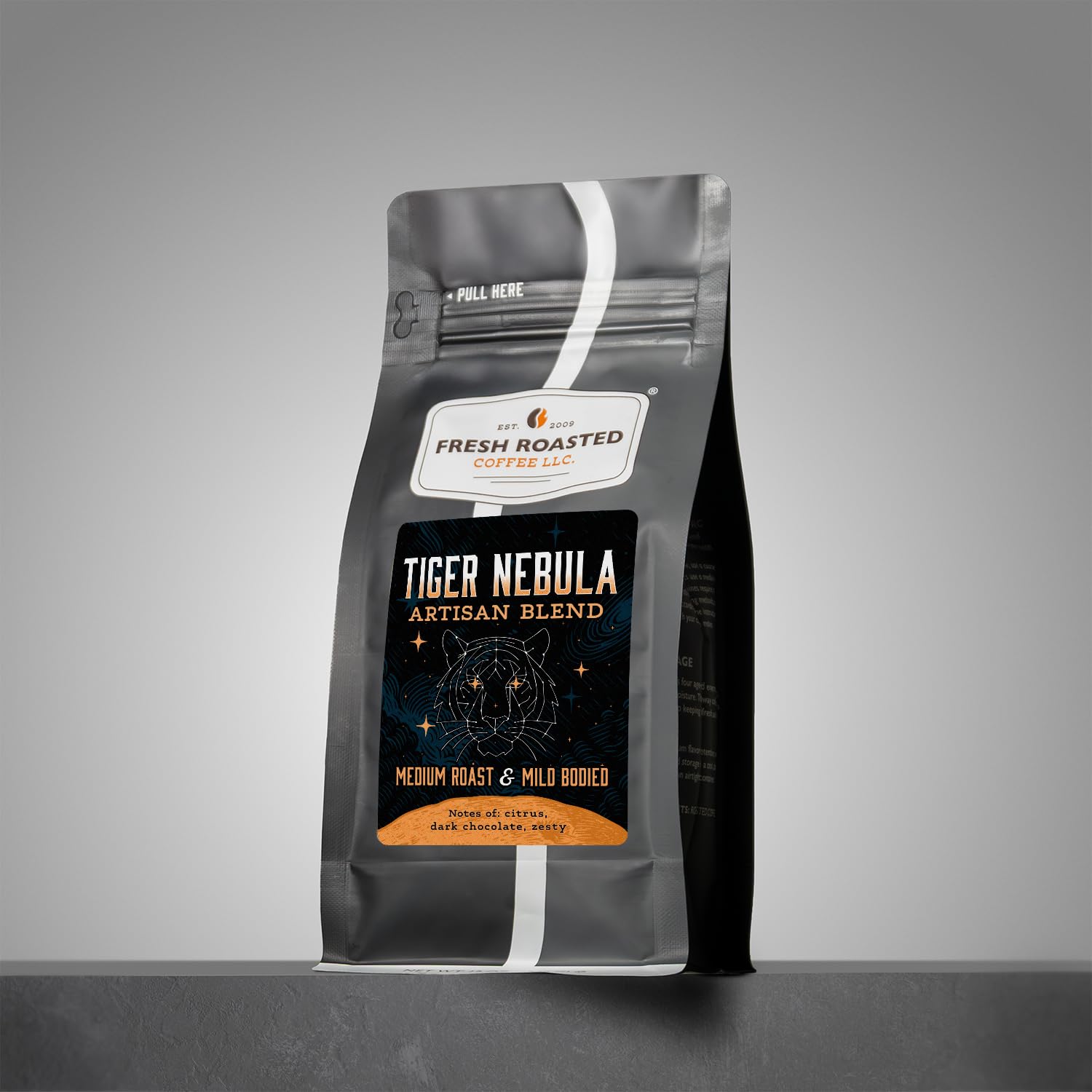 Fresh Roasted Coffee, Tiger Nebula Whole Bean Coffee, Medium Roast, Kosher, 12 oz