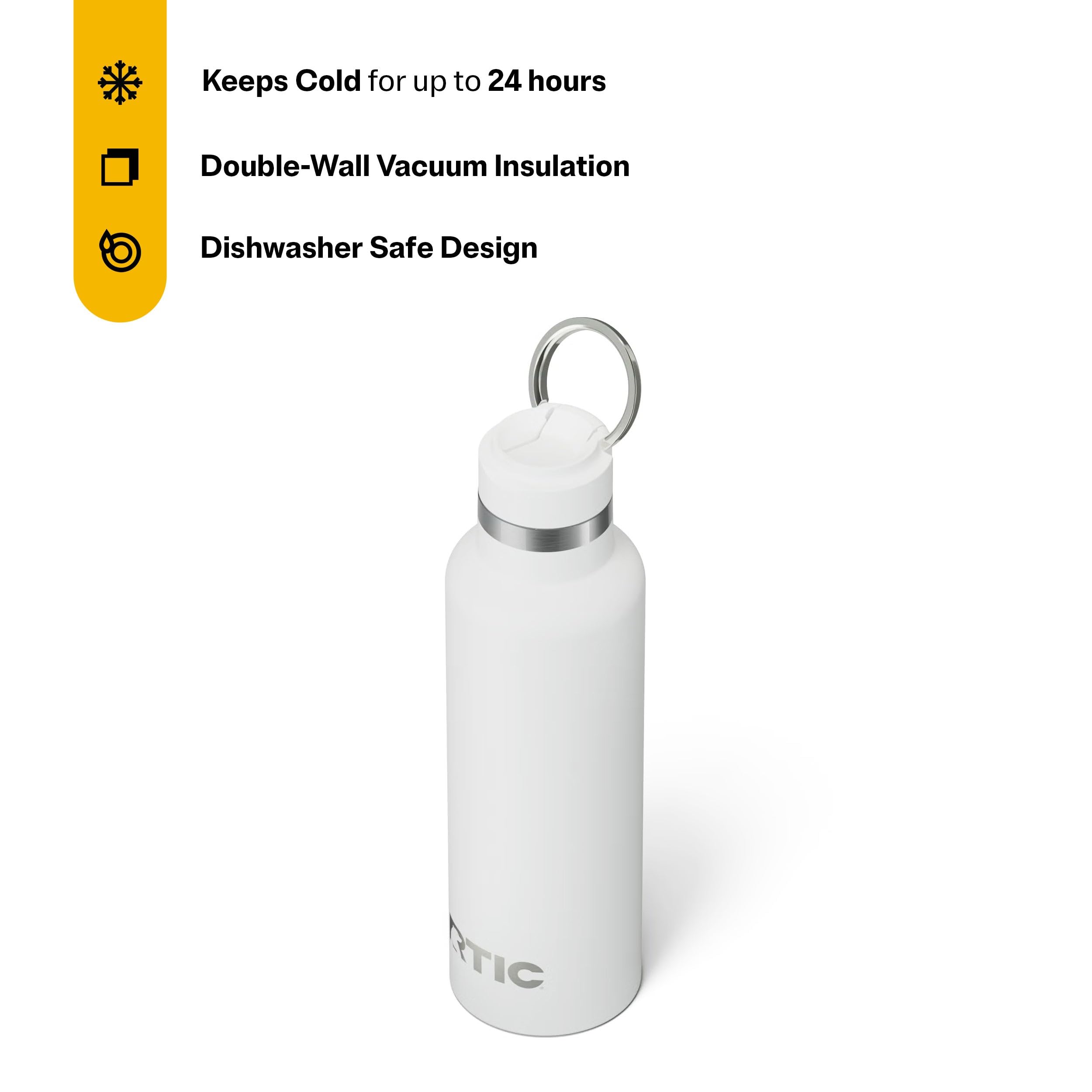 RTIC 20oz Journey Water Bottle, Ceramic Lined, White