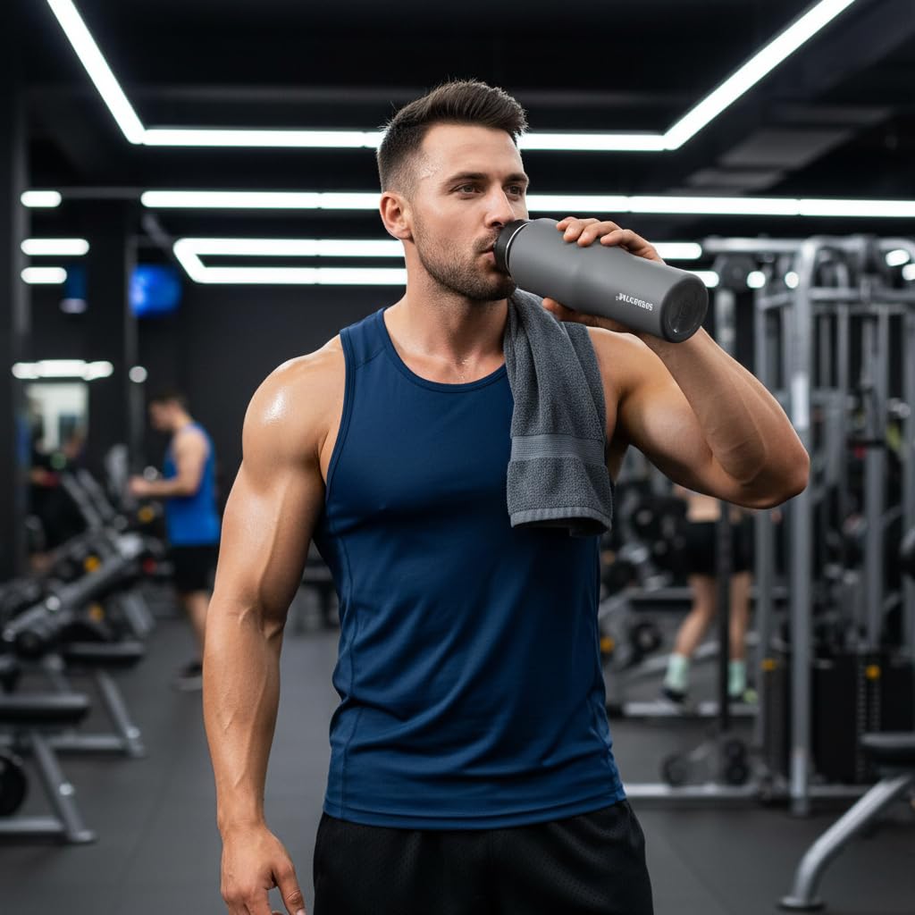 SENDESTAR Water Bottle 32oz,2 Lids(Straw lid),Wide Mouth Stainless Steel Vacuum Insulated Double Wall Keep Liquids Cold or Hot All Day,Sweat Proof Sport Design,Fit Car Cup Holder(Dark Gray)
