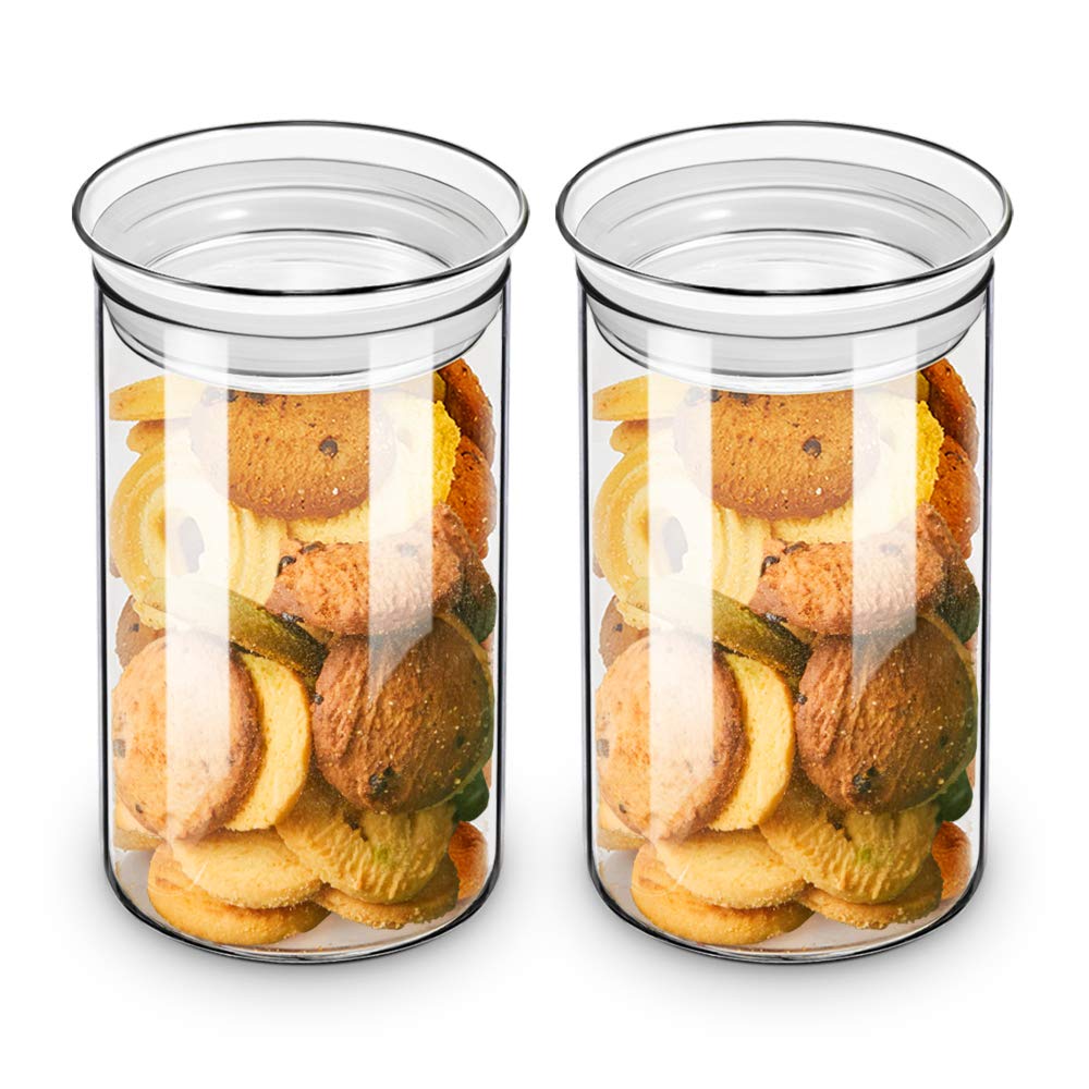 ZENS Glass Jars with Airtight Lid Set of 2, 37oz Kitchen Storage Jars