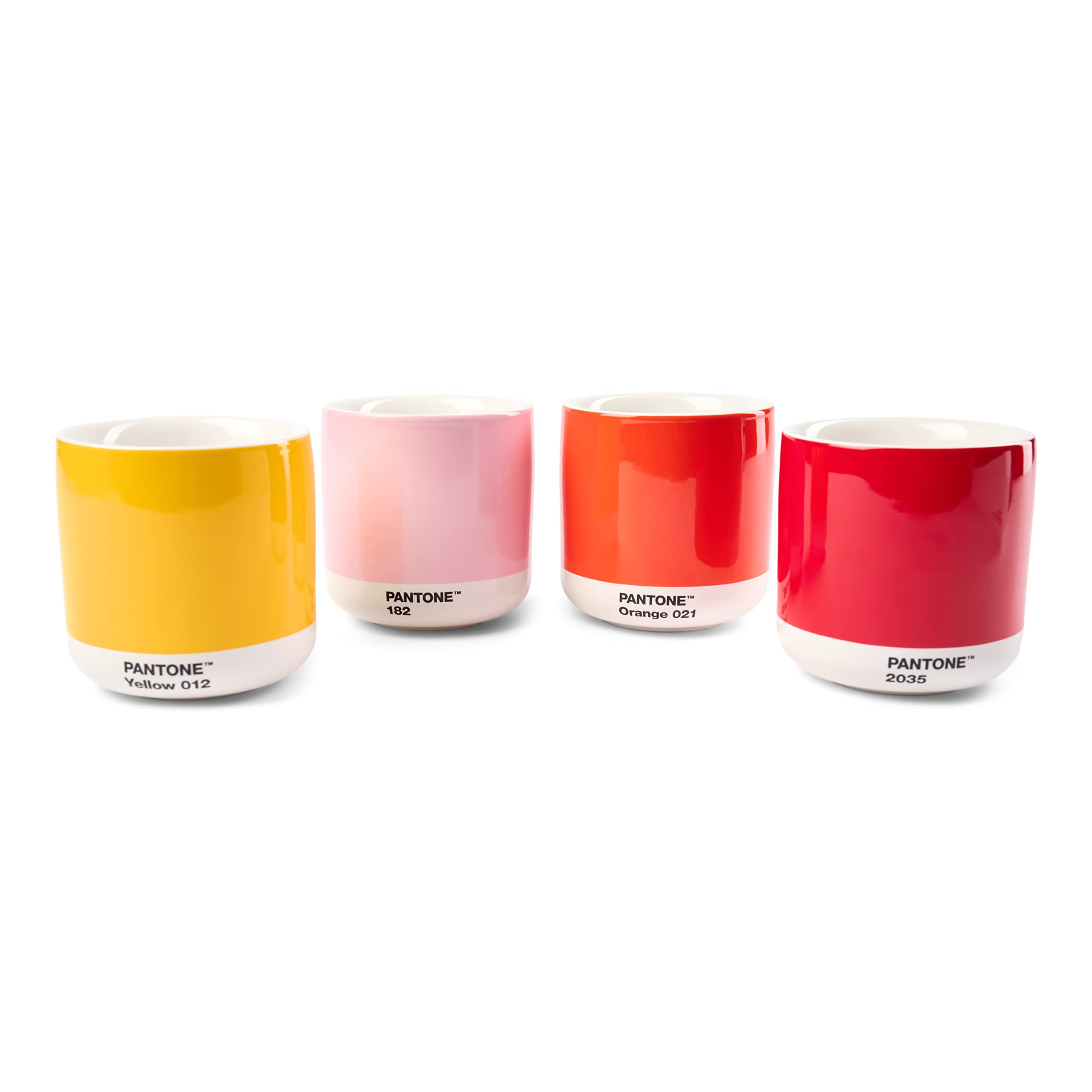 Copenhagen Design Pantone Latte Cup - Double Wall Thermo - Cappuccino Handleless Mug - 7.44oz/220ml, Red 2035