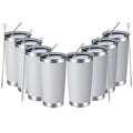 MEWAY 20oz Tumbler 8 Pack Double Wall Vacuum Insulated Travel Mug Bulk, Stainless Steel Tumblers with Lid and Straw, Durable Powder Coated Coffee Cups for Cold & Hot Drinks (White, 8)